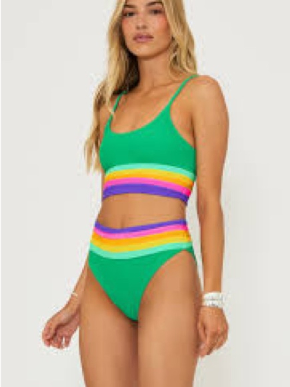 Beach Riot 2 piece Swimsuit with Rainbow Stripes